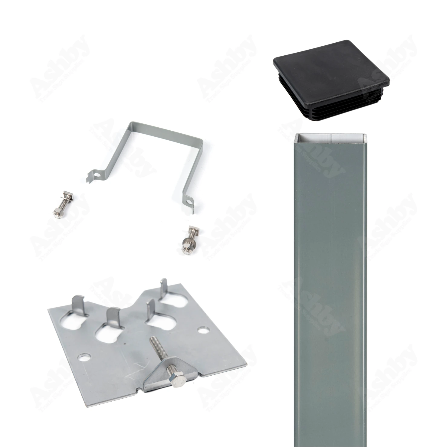 100mm x 100mm Aluminium Sign Post Fixing Kit | Ashby™ Trade Sign Supplies